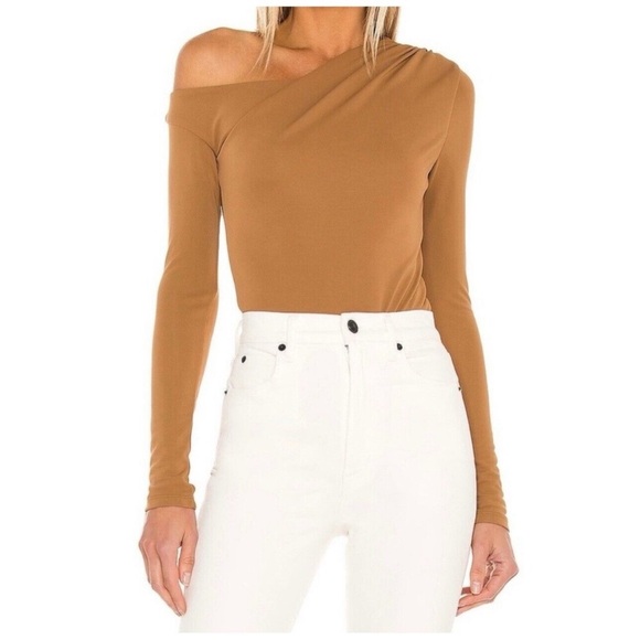 Song of Style Tops - Song Of Style Revolve Bodysuit Tan Via Bodycon Off The Shoulder Size XS